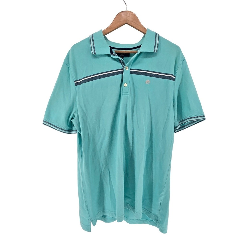 Banana Republic Polo‎ Shirt Mens XL Teal Milly Collection Striped Elephant Logo
